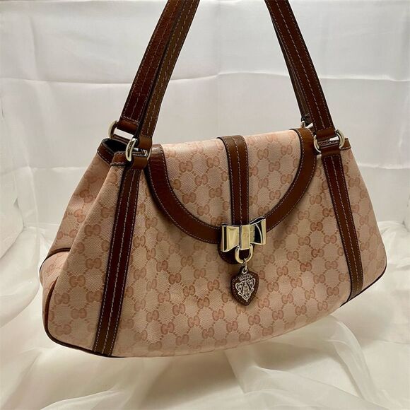 Gucci Pink Crystal Monogram Duchessa Canvas/Leather Bag - Picture 2 of 16